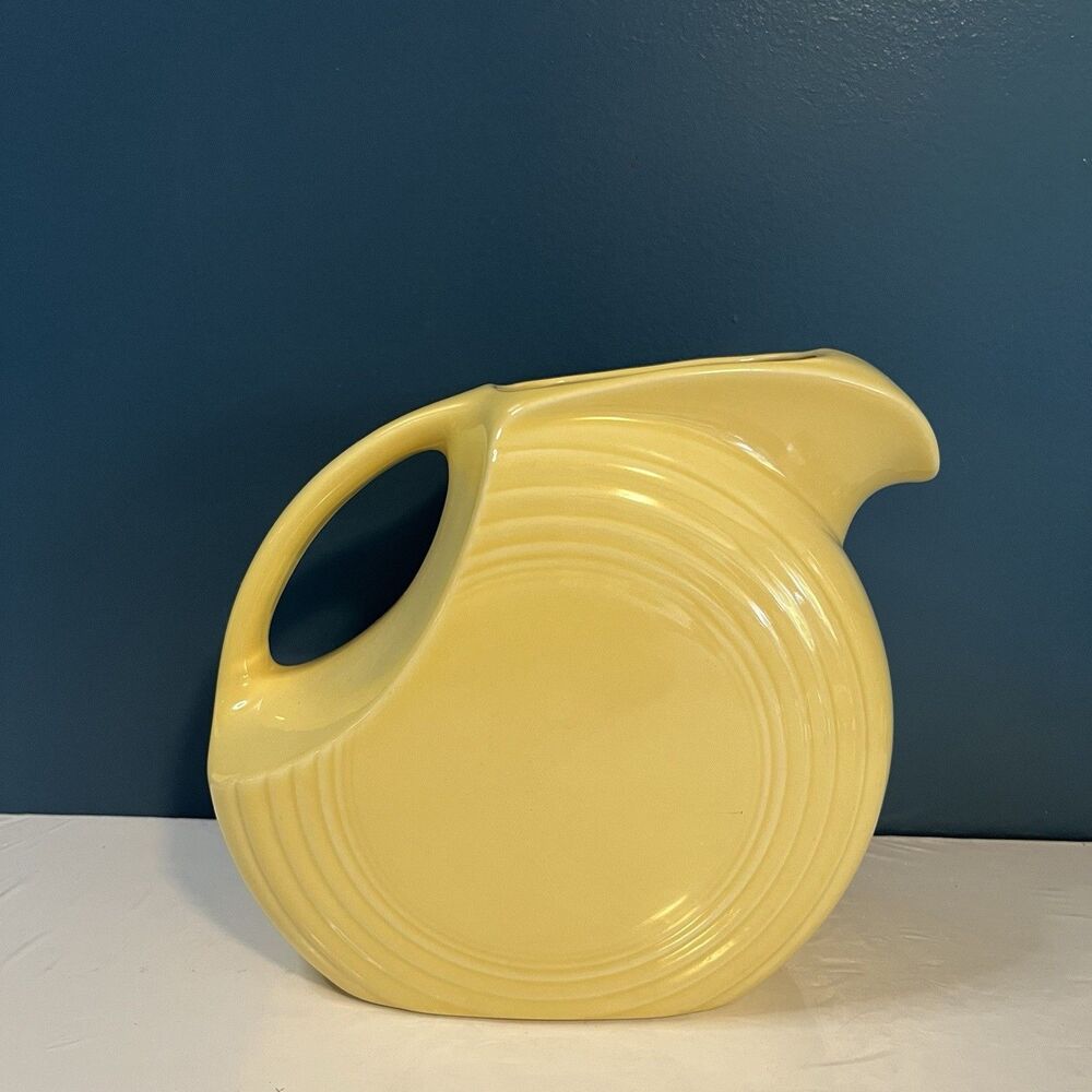 Fiesta Disc Pitcher Ceramic Fiestaware Classic Yellow Made in USA 7"